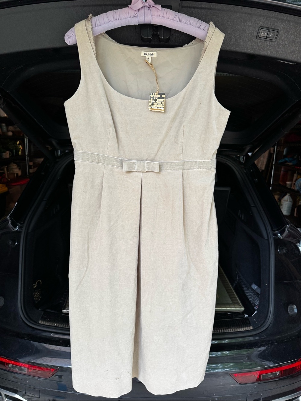 NWT Haute Hippie Cream Velvet Midi Dress with Bow detail